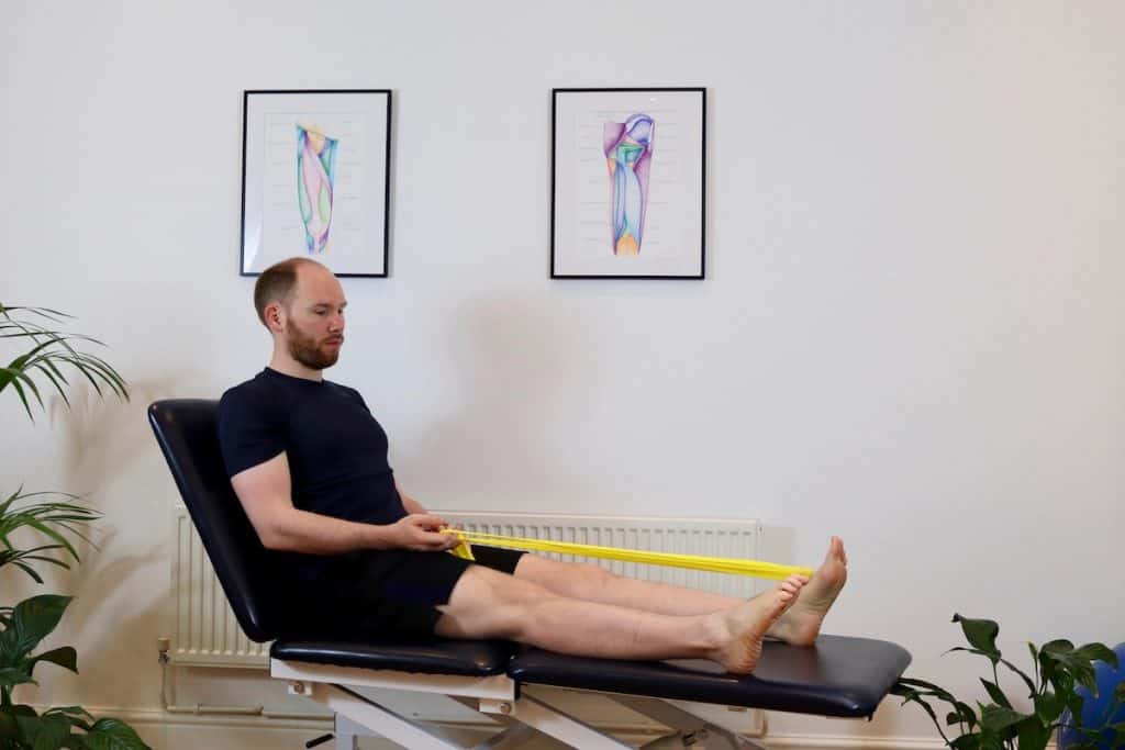 Picture of James McCormack doing a FHL Strengthening Exercise
