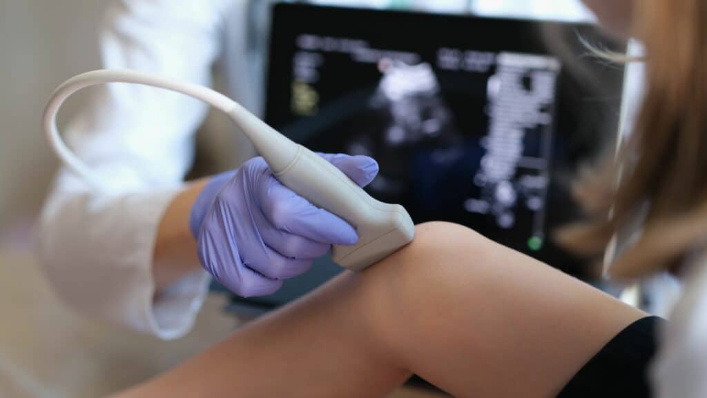Photo of ultrasound assessment for Sinding Larsen Johansson