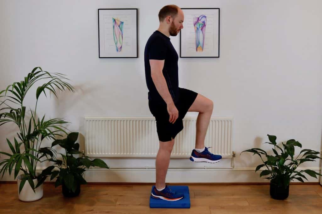 picture of james mccormack doing a Single Leg Balance on Wobble Cushion exercise