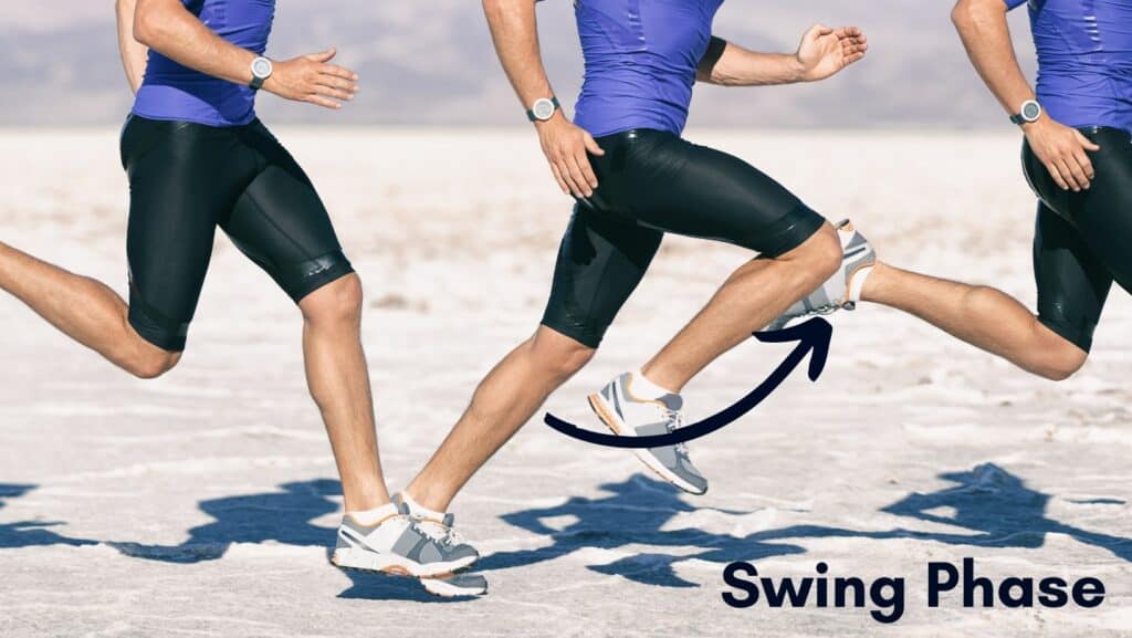 Photo of sprinter with swing phase of running noted